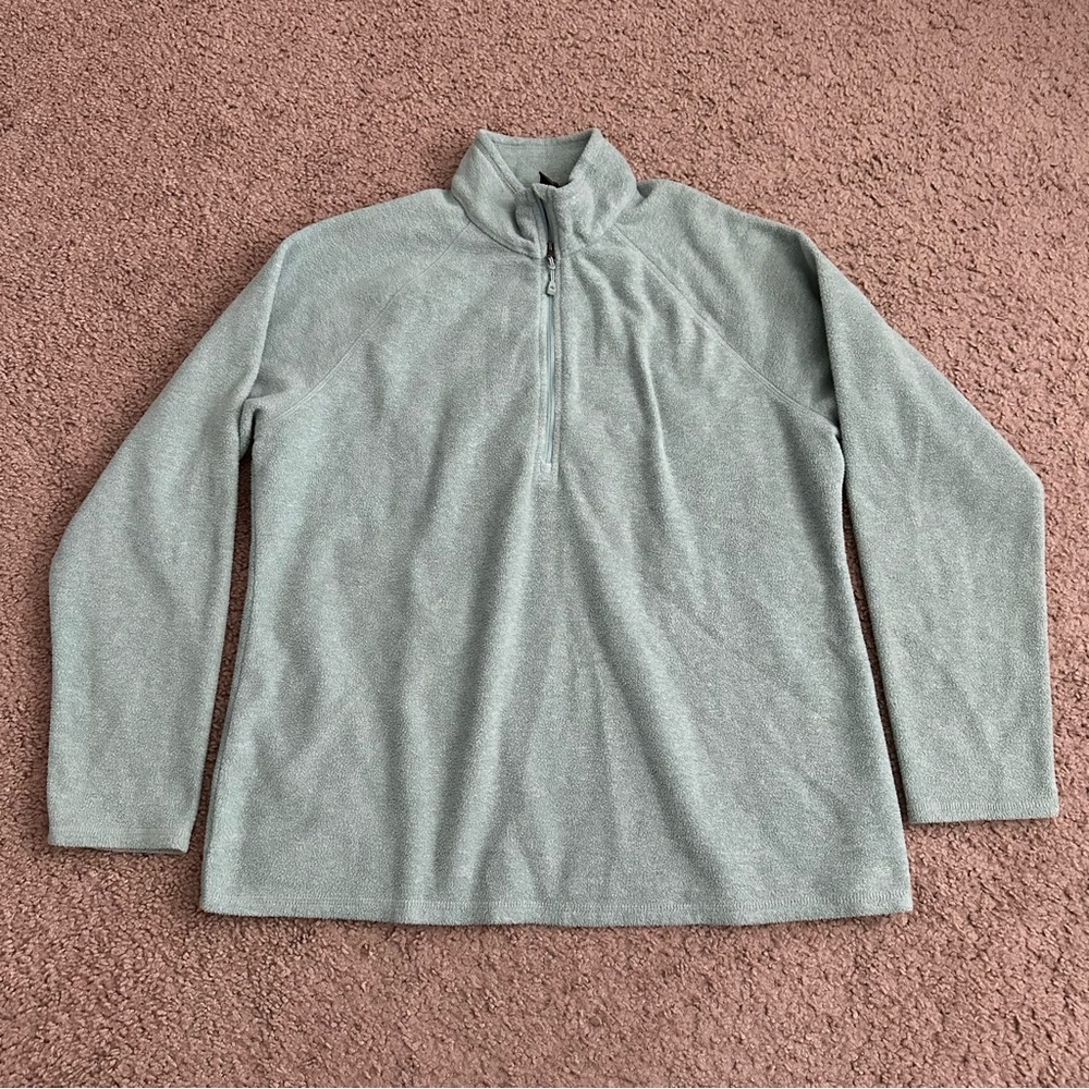 Eddie Bauer Quarter Zip Fleece Pullover Teal Blue Womens XL
